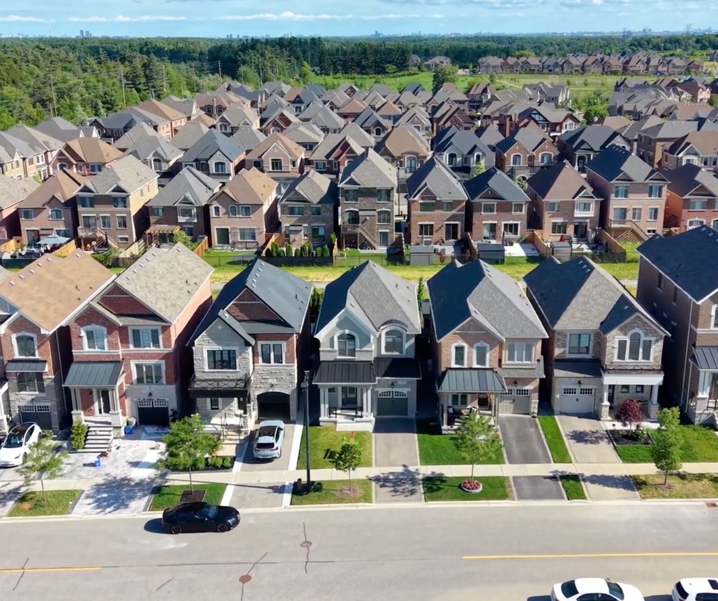 Aerial view of a GTA residential street